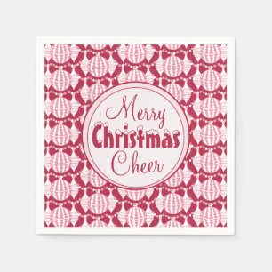 Red & White Abstract Christmas Bulbs w/ Snowy Font Napkin