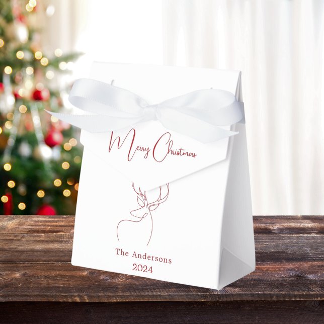 Red white abstract reindeer modern Christmas Favour Box (Creator Uploaded)