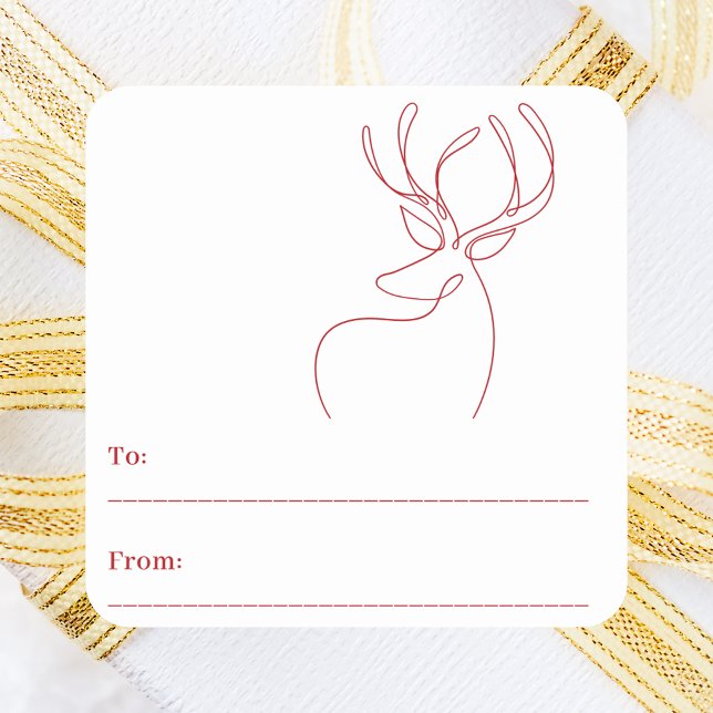 Red white abstract reindeer modern Christmas Square Sticker (Creator Uploaded)
