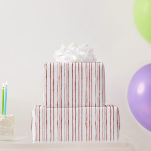 Red White Abstract Stripes Birthday Wrapping Paper