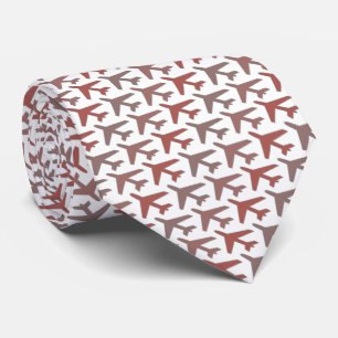Red White Aeroplane Tie Printed on Front Side Only
