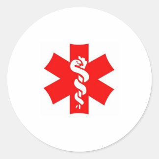     red & white also classic round sticker