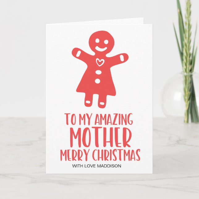 Red & White Amazing Mother Christmas Greeting Card (Front)