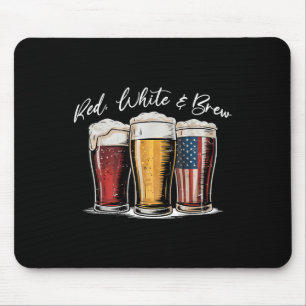 Red White & Beer Patriotic Usa Flag 4th Of Jul Mouse Mat