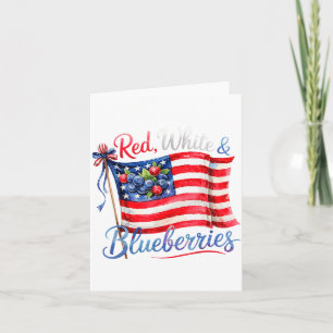 Red White &amp; Blueberries Coquette Flag Bow Men  Card