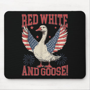 Red White & Goose Retro 4th Of July Patriotic Mouse Mat