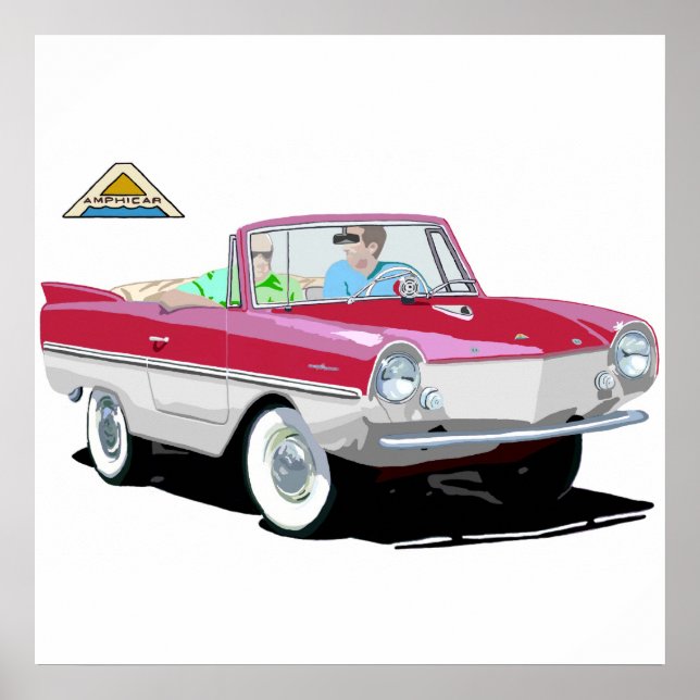 Red-White Amphicar Poster (Front)