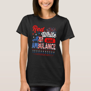 Red White And Ambulance 4th Of July American Flag T-Shirt