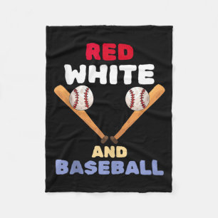 Red white and baseball patriotic bat ball 4th of fleece blanket