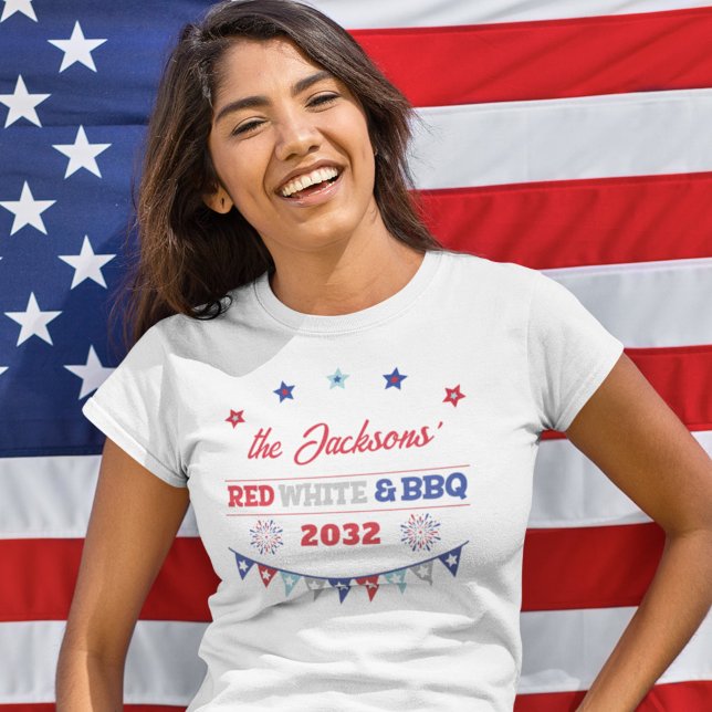 Red white and BBQ 4th july patriotic fireworks T-Shirt (Creator Uploaded)