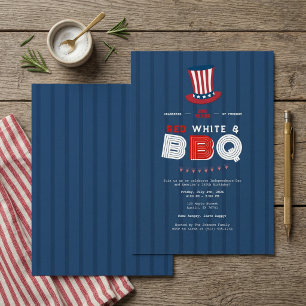 Red White and BBQ 4th of July America 250 Years Invitation