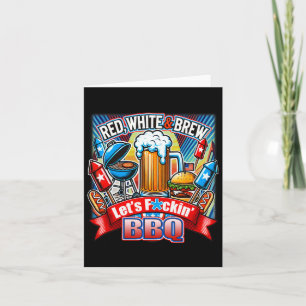 Red White And Bbq 4th Of July American Flag Card