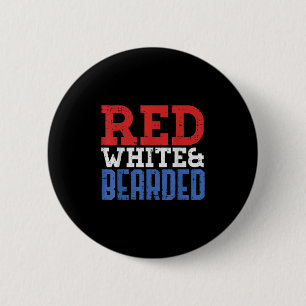Red White And Bearded Funny 4th Of July Pride Patr 6 Cm Round Badge
