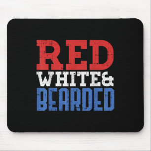 Red White And Bearded Funny 4th Of July Pride Patr Mouse Mat