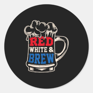 Red White And Beer Usa 4th Of July Drinking Gift Classic Round Sticker