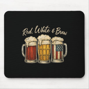 Red White And Beer Usa 4th Of July Drinking Gift _ Mouse Mat