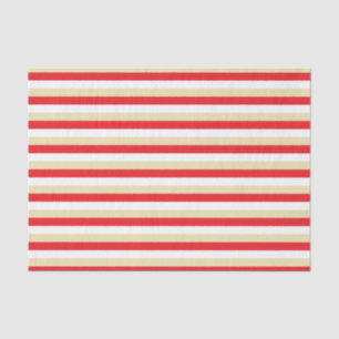 Red, White and Beige Stripes Tissue Paper