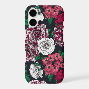 Red, white and bi-color roses with green leaves on