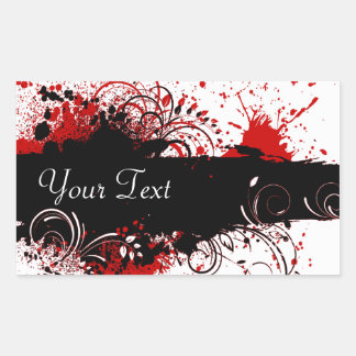 Red, White and Black Abstract Rectangle Sticker