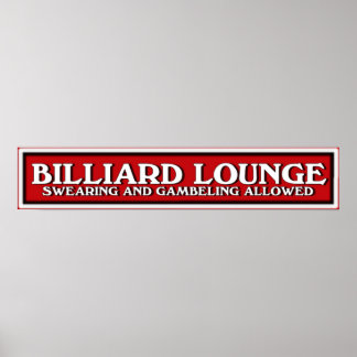 red white and black Billiard Lounge sign