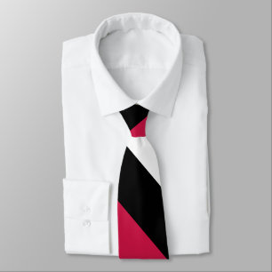 Red White and Black Broad University Stripe Tie
