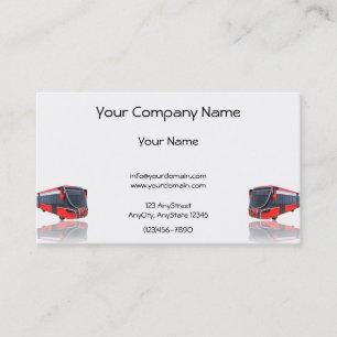 Red White and Black Bus on White Background Business Card