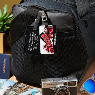 Red, White and Black Cheerleader Megaphone Luggage Tag