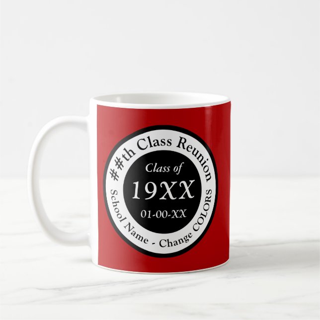 Red, White and Black Class Reunion Gift Ideas Coffee Mug (Left)
