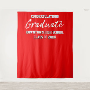 Red White and Black Congratulations Graduate Tapestry