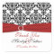 Red, White, and Black Damask 3" Round Sticker
