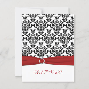 Red, White and Black Damask II RSVP Card