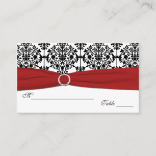 Red, White and Black Damask Placecards