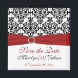 Red, White, and Black Damask Wedding Favour Magnet<br><div class="desc">This save the date magnet matches the invitations and other items shown below. You can also customise it to say "Thank You" and use it as a wedding favour for your guests.  If there are any other matching items you require,  please email me your request.</div>