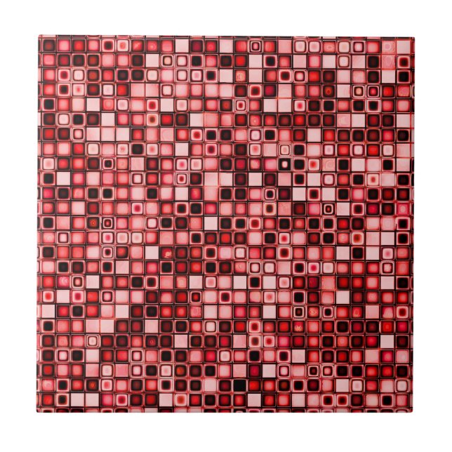 Red, White And Black Funky Retro Tiles Pattern (Front)