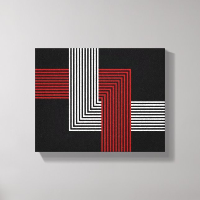 Red, White and Black Geometric  10” x 8” Canvas Print (Front)