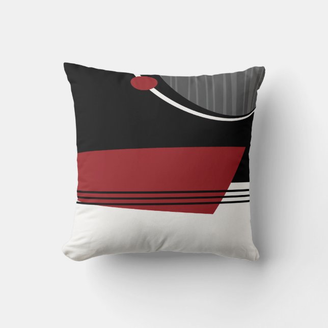 Red White and Black Geometric Pillow (Front)