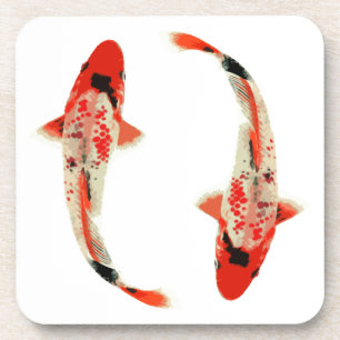 Red, White, and Black Koi Fish Coaster