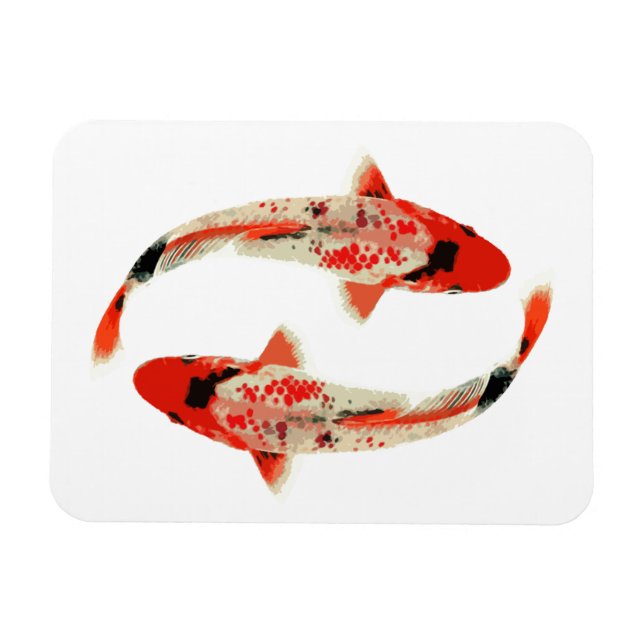 Red, White, and Black Koi Fish Magnet (Horizontal)