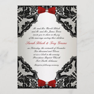 Red, white and Black lace Wedding Invitation