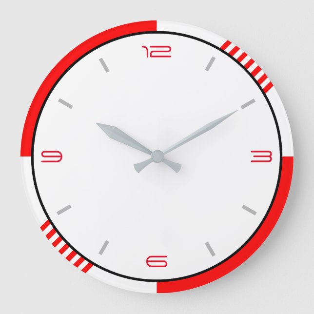 Red White and Black Large Clock (Front)