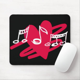 Red , white and black love music design mouse mat