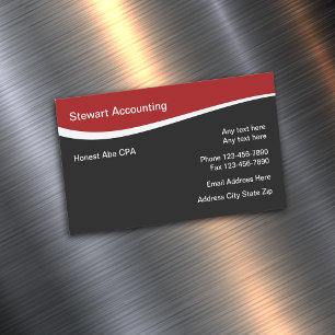 Red White And Black Modern Accoutant Magnetic Business Card