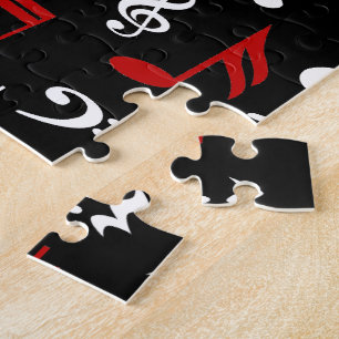 Red White and Black Musical Notes Jigsaw Puzzle