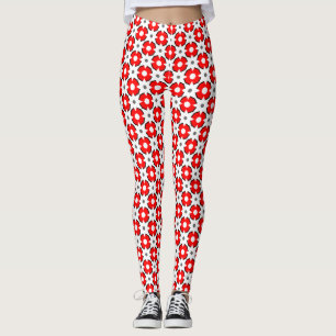 Red White and Black pattern Leggings