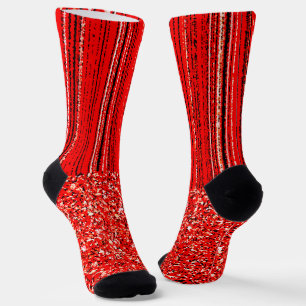 Red, White and Black Pattern Socks