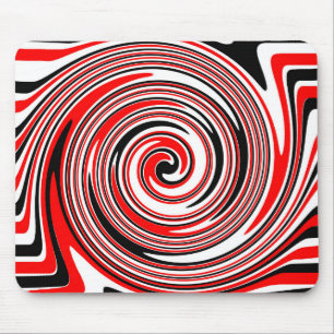 Red white and black psychedelic design mouse mat
