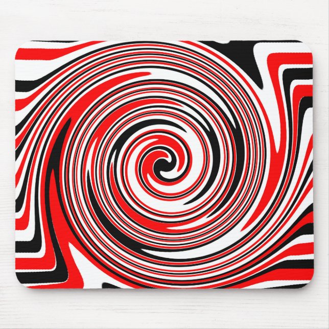 Red white and black psychedelic design mouse mat (Front)