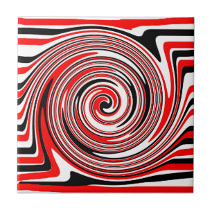 Red white and black psychedelic design tile