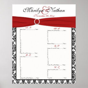 Red, White, and Black Reception Seating Chart