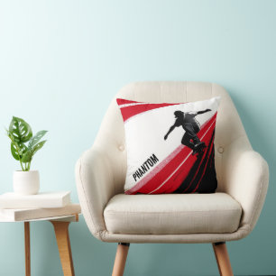 Red White and Black Skater Cushion